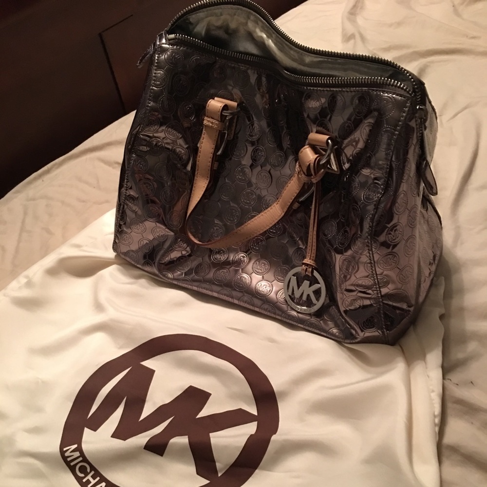 Micheal Koras silver metallic satchel